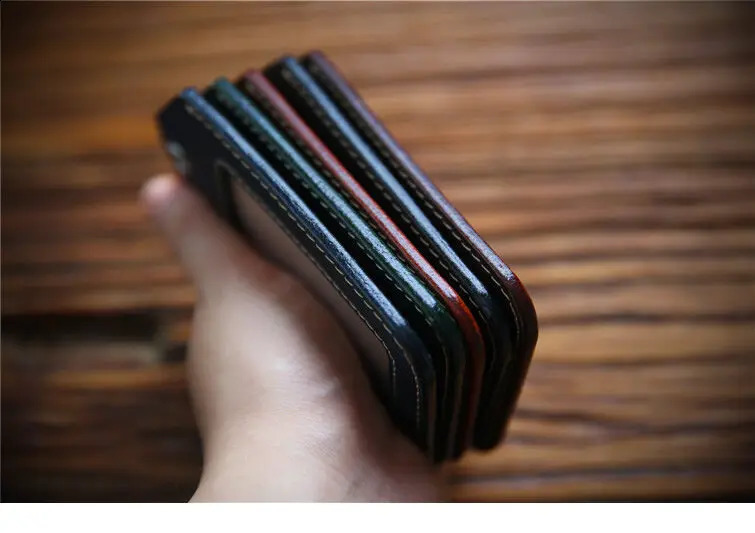 Vintage Crazy Horse Real Leather ID Card Holder Work Badge Case Bus Card Holders with Lanyard Staff Work School Office Supplies 250120