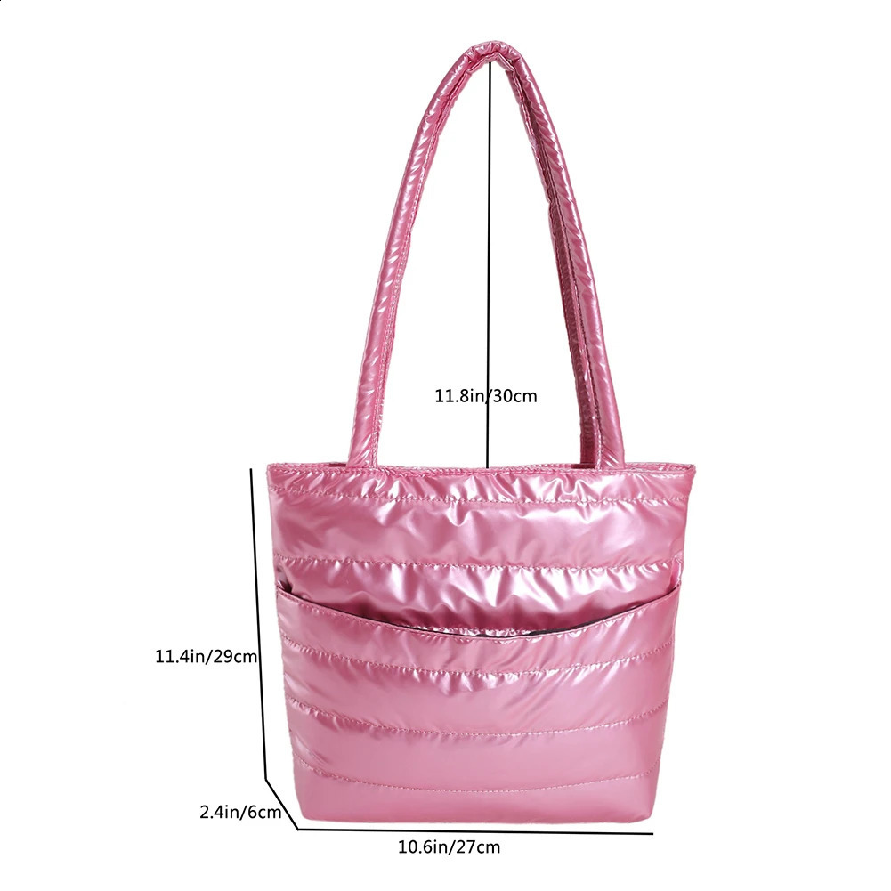 Fashion Quilted Tote Bags for Women Autumn Winter Padded Handbags Down Cotton Padded Ladies Shoulder Bags Casual Shopper Bags 250113