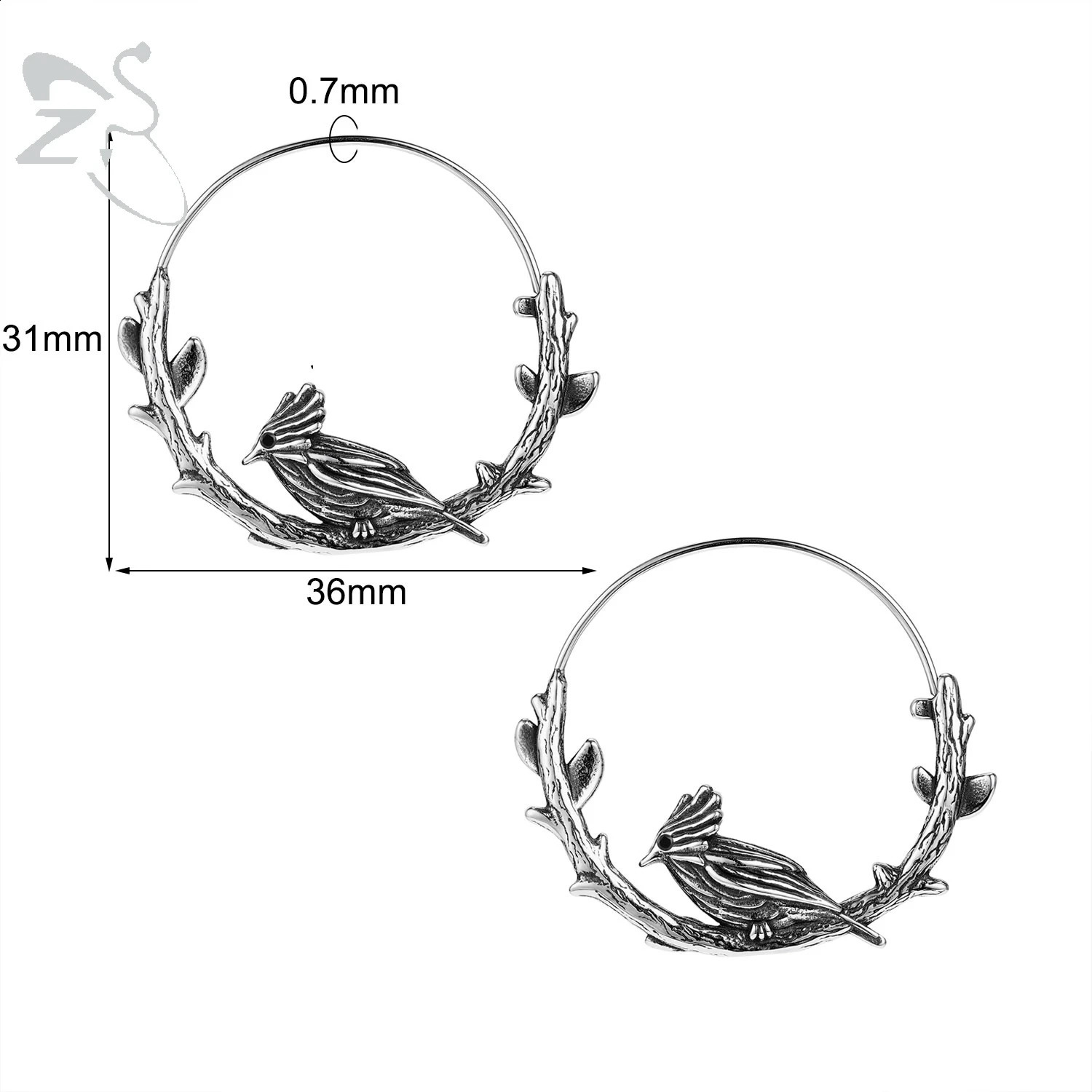 ZS 1Pair Punk Rock Dangle Earrings Stainless Steel Hoop Rings Pendant Earrings for Men Skull Snake Cross Shape Ear Piercing 250120