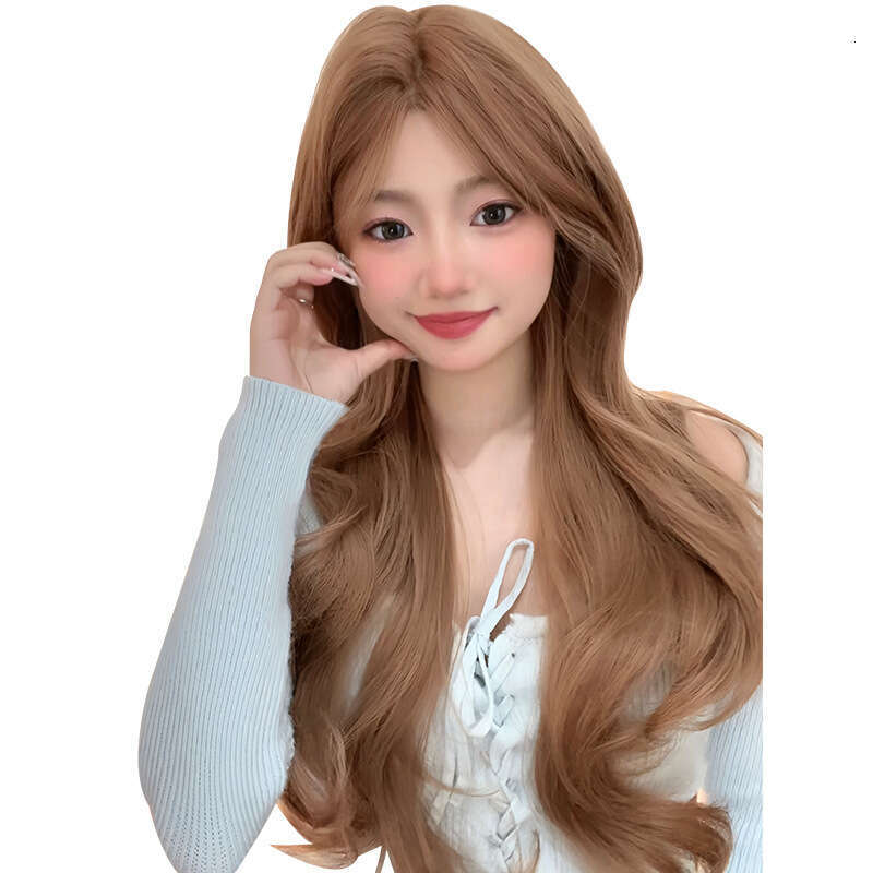 Lace Front Wig Cover T Shape Front Lace Wig Women S Long Fashionable Internet Celebrity Mid Cut Bangs Simulated Curly Hair Full Head Cover