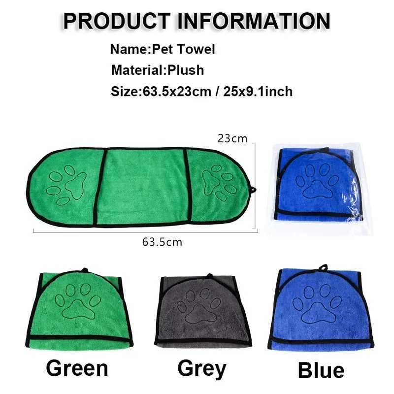 Dog Bath Towels Pet Dog Bath Towel for Small Medium Large Dogs Microfiber Super Absorbent Pet Drying Towel Blanket With Pocket M250118