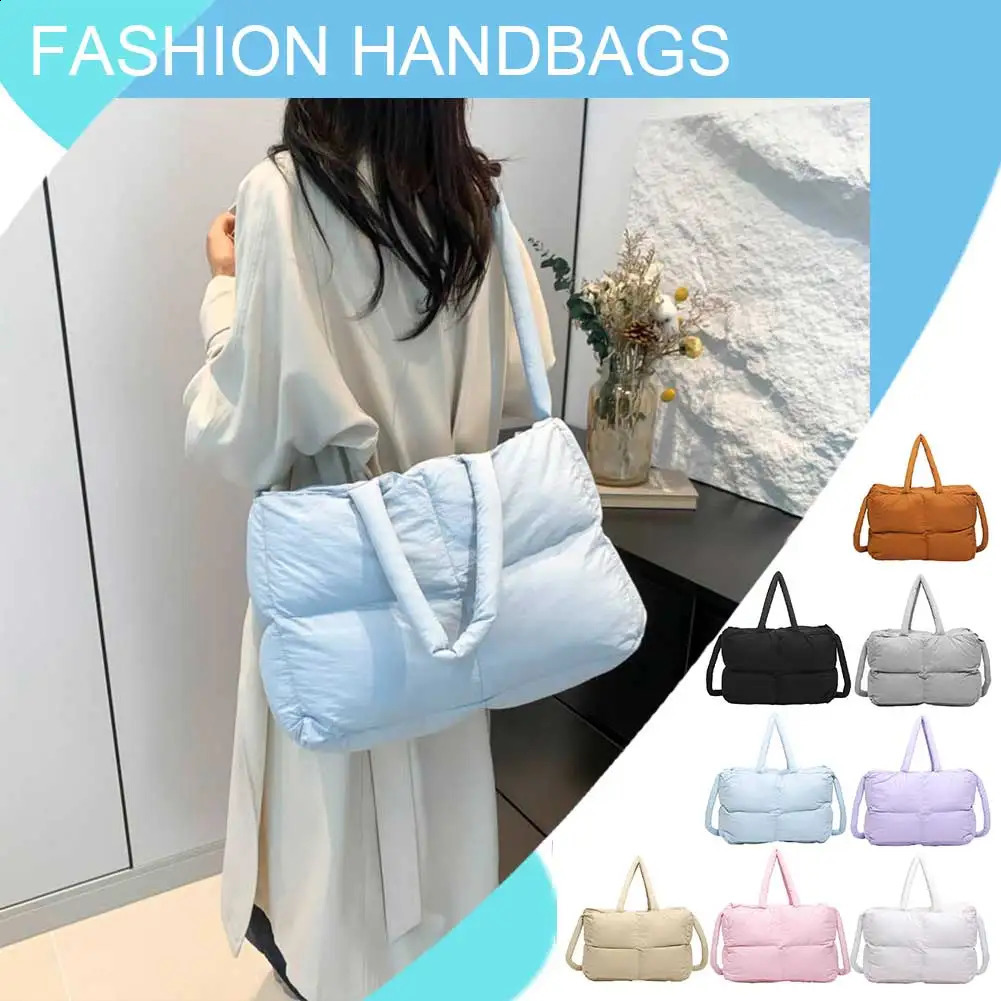 Puffer Tote Bag Large Quilted Satchel Purse Lightweight Crossbody Bag Soft Padded Pillow Shopper Bag for Women Work Travel 250120