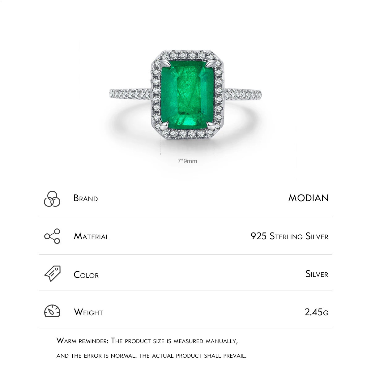 MODIAN 925 Sterling Silver Rectangle Emerald Cut Sparkling Ring Platinum Plated For Women Wedding Statement Jewelry Gift250122