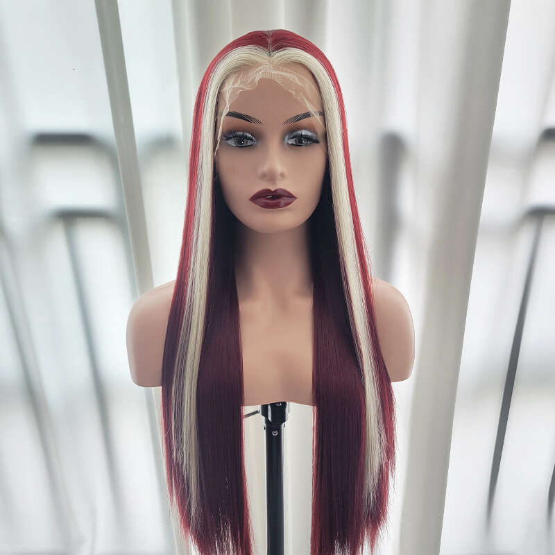 Lace Front Wig Cover T Shape Chemical Fiber Front Lace X Women S Two Color Split Long Straight Hair Half Hand Hook High Temperature Silk Wig Headband