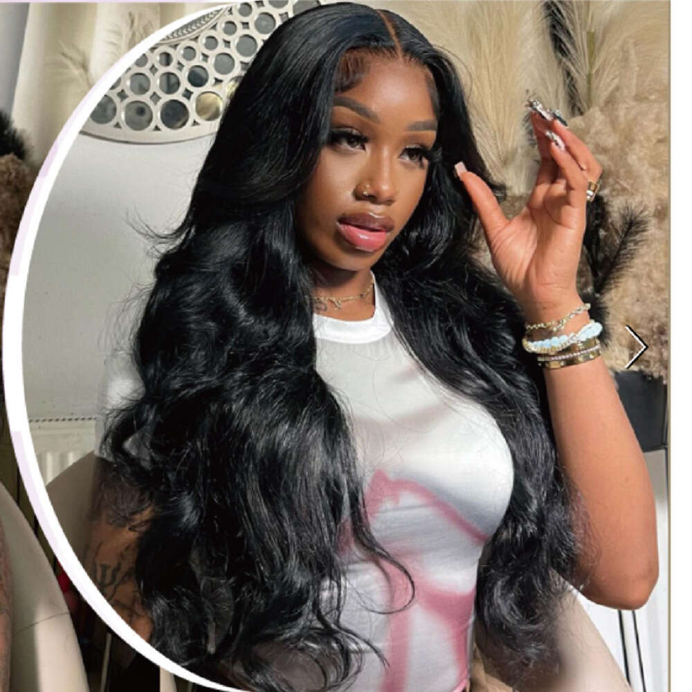 Lace Front Wig Cover T Shape Wig Female Front Lace Long High Temperature Silk Black Medium Curled Hair Cover