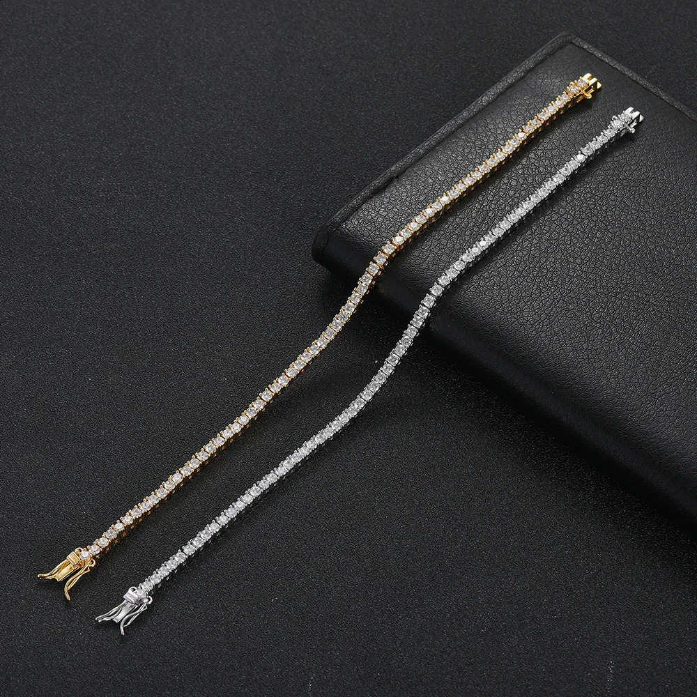 2.5mm Female Hip Hop Tennis Bracelet Brass Cubic Zircon Bracelet For Party Gift BB222 250121