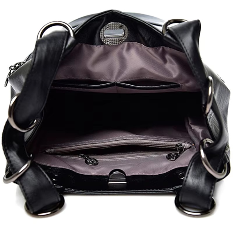 2024 Backpack Mochila Feminina Casual Multifunction Women Leather Backpack Female Shoulder Bag Sac A Dos Travel Back Pack