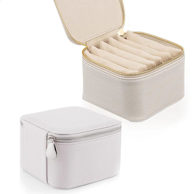 Portable Jewelry Storage Box With Packaging Bags PU Leather Storage Earrings Necklace Ring Jewelry Organizer Display 250117