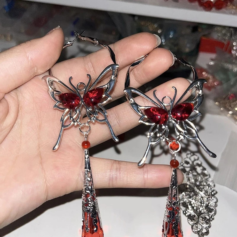 Anime Tian Guan Ci Fu Heaven Officials Blessing Hua Cheng Cosplay Earrings Gem Butterfly Pendant Jewelry Earstuds Accessory 250120