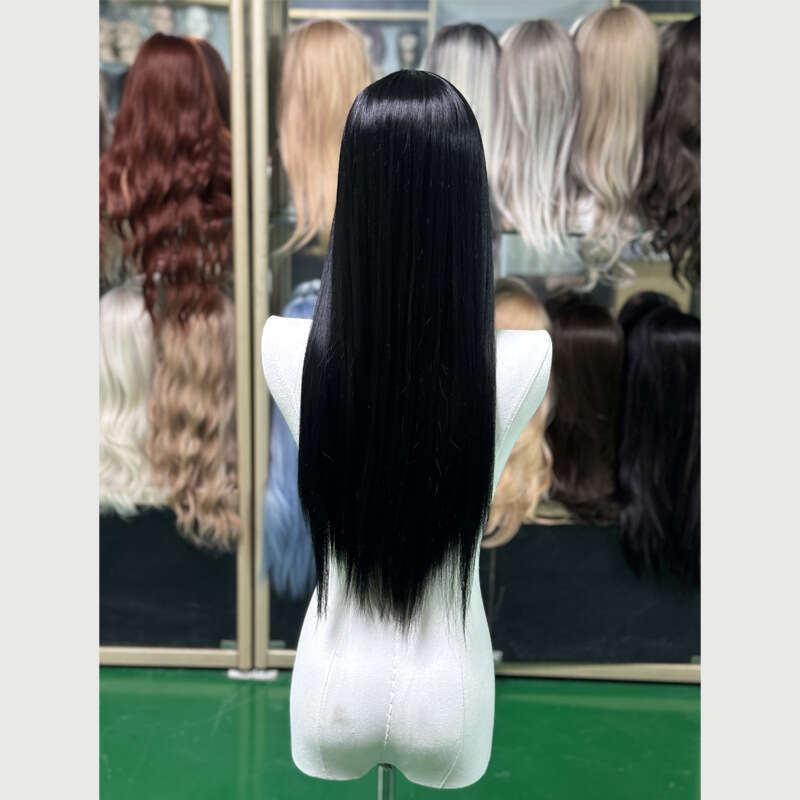Lace Front Wig Cover T Shape Front Lace Wig Women S Hair Head Cover Natural Simulation Hair Invisible Bangs Black Long Straight Full Top Wig Cover