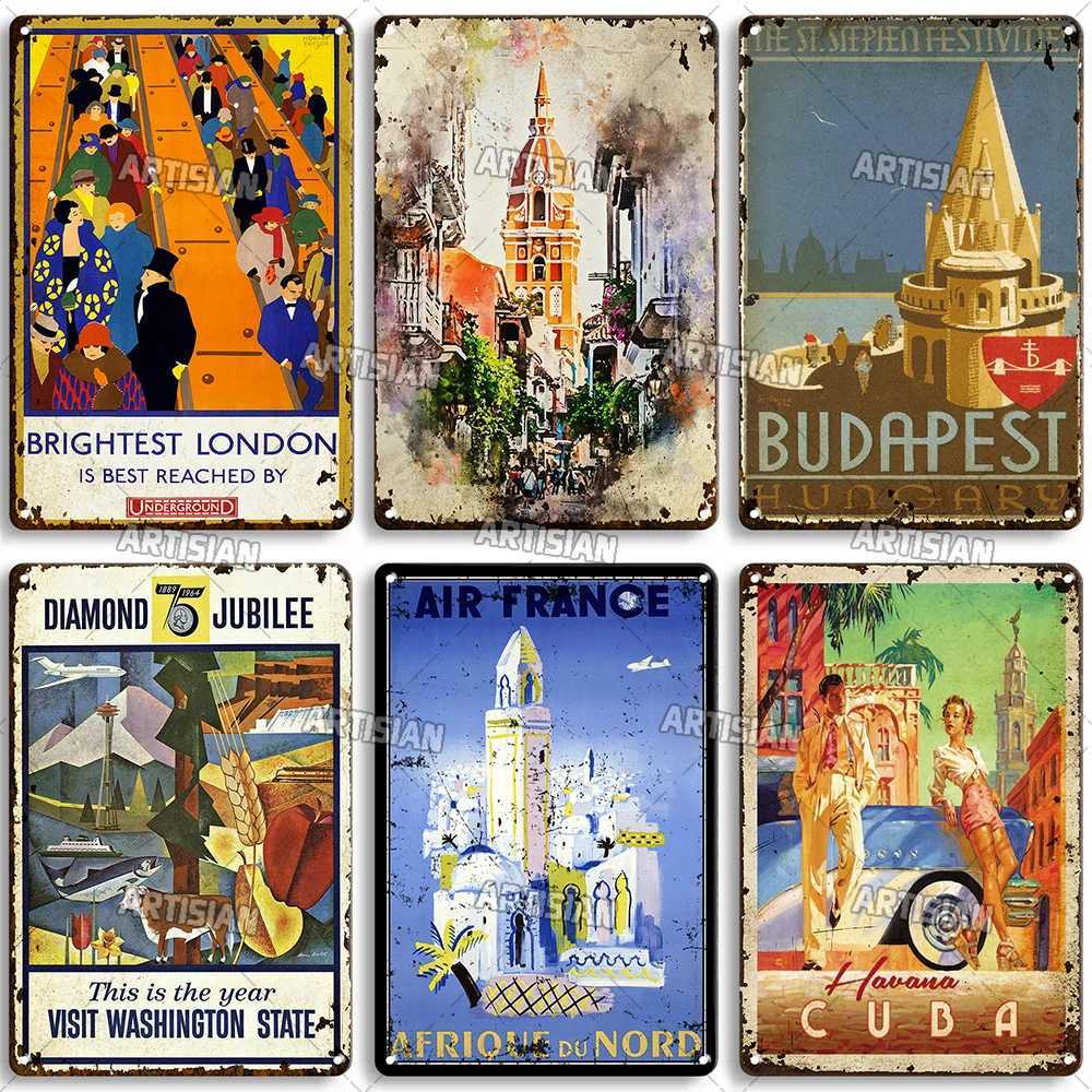 High Quality Nostalgic Travel Metal Poster Decorative Place Retro Metal Signs Man Cave Home Studio Metal Plaque Vintage Wall Industrial Decoration T25