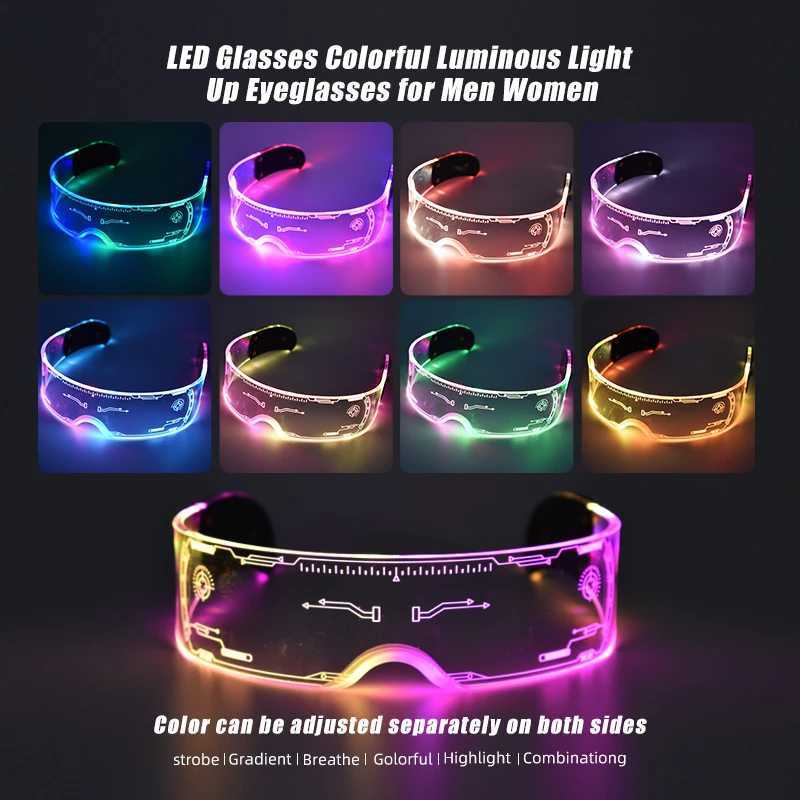 Cool LED Glasses Shining Sunglasses Cyberpunk Shining Party Glasses Rave Neon Mask Toys Vocal Music Concert Decoration Glasses DJ T250122