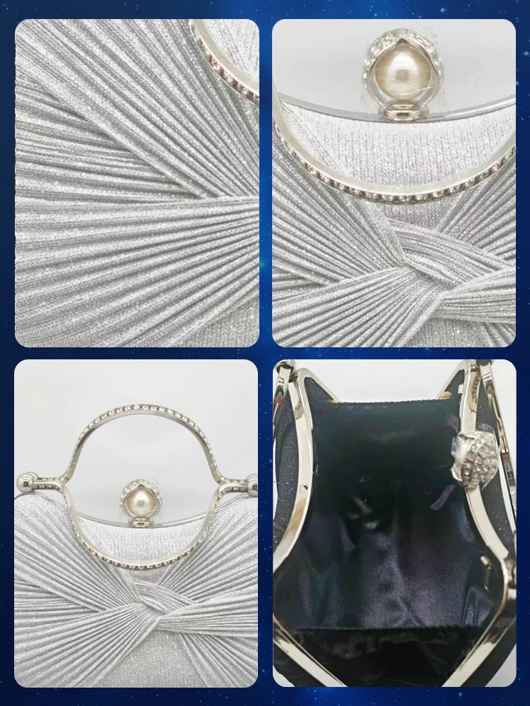Fashion Elegant Women Beaded Pearl Evening Clutch Bags Sparkling Strass Party Handbag Dinner Wedding Purses 250122