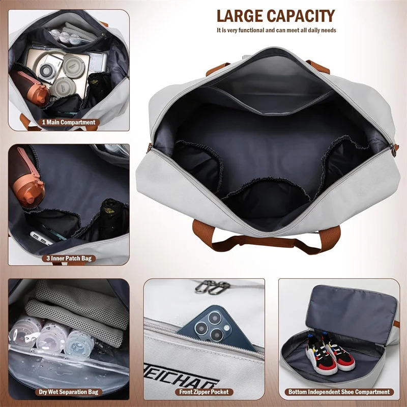 Fashion Travel Bags For Women Large Capacity Mens Sports bag Waterproof Weekend Bag Female Messenger Dry And Wet 250122