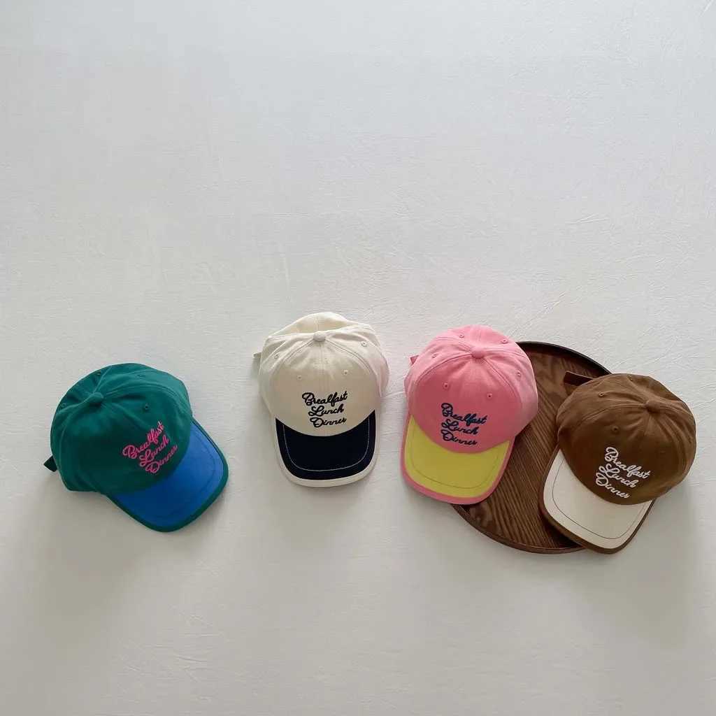 Korean Fashion Letter Childrens Baseball Hat Spring and Autumn Boys and Girls Sunset Match Colorful Duck Tongue Hat Baby Toe Hat M250121