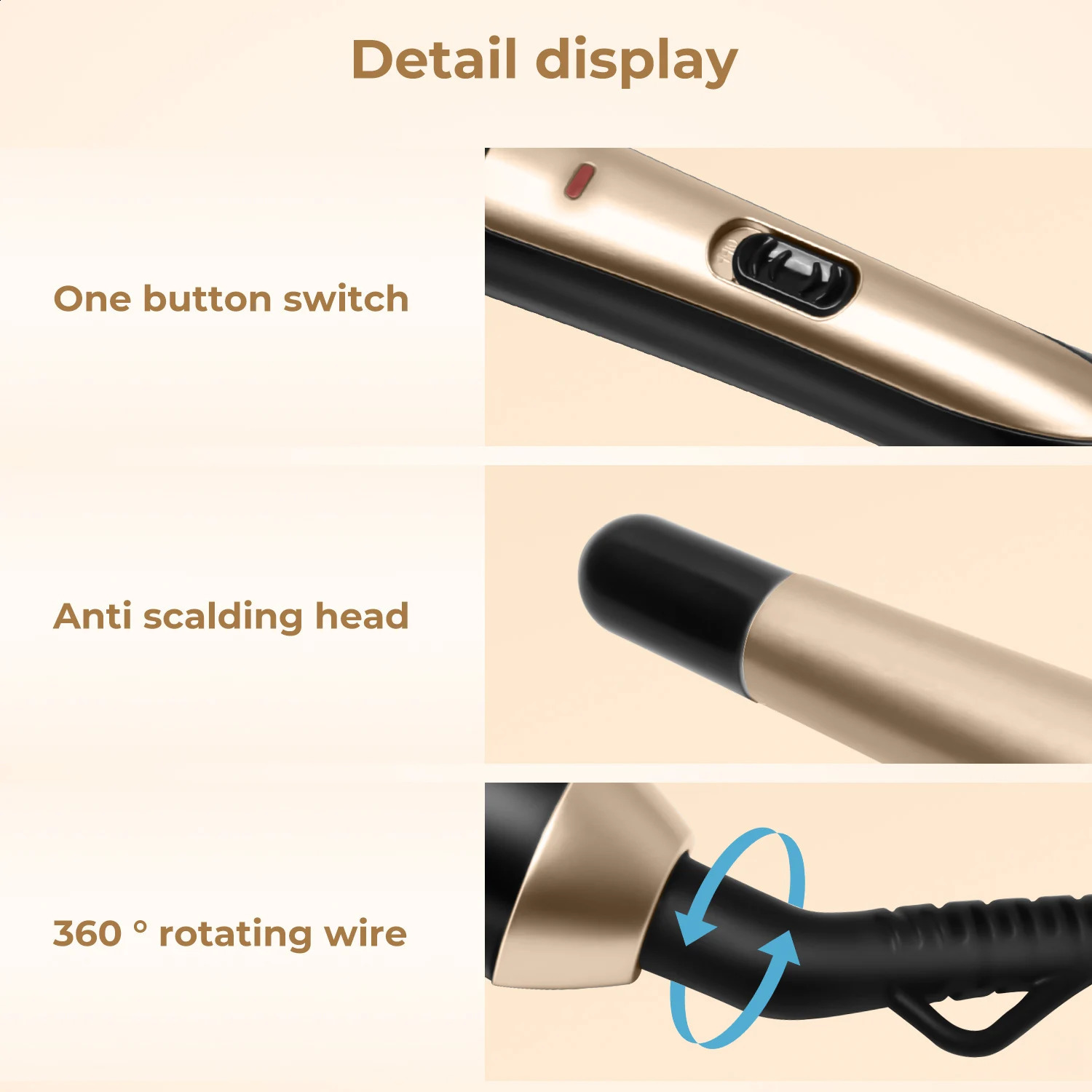 Hair Curling Wand 3/4 Inch Tapered Curling Iron Professional Ceramic Hair Curler Wand Fast Heating Hair Curlers for All Hair 250121