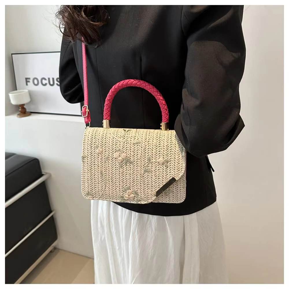 Shoulder Messenger Girls Handbags Women Summer Bohemian Straw Woven Beach Crossbody Rattan Braid Grass Vacation Bag