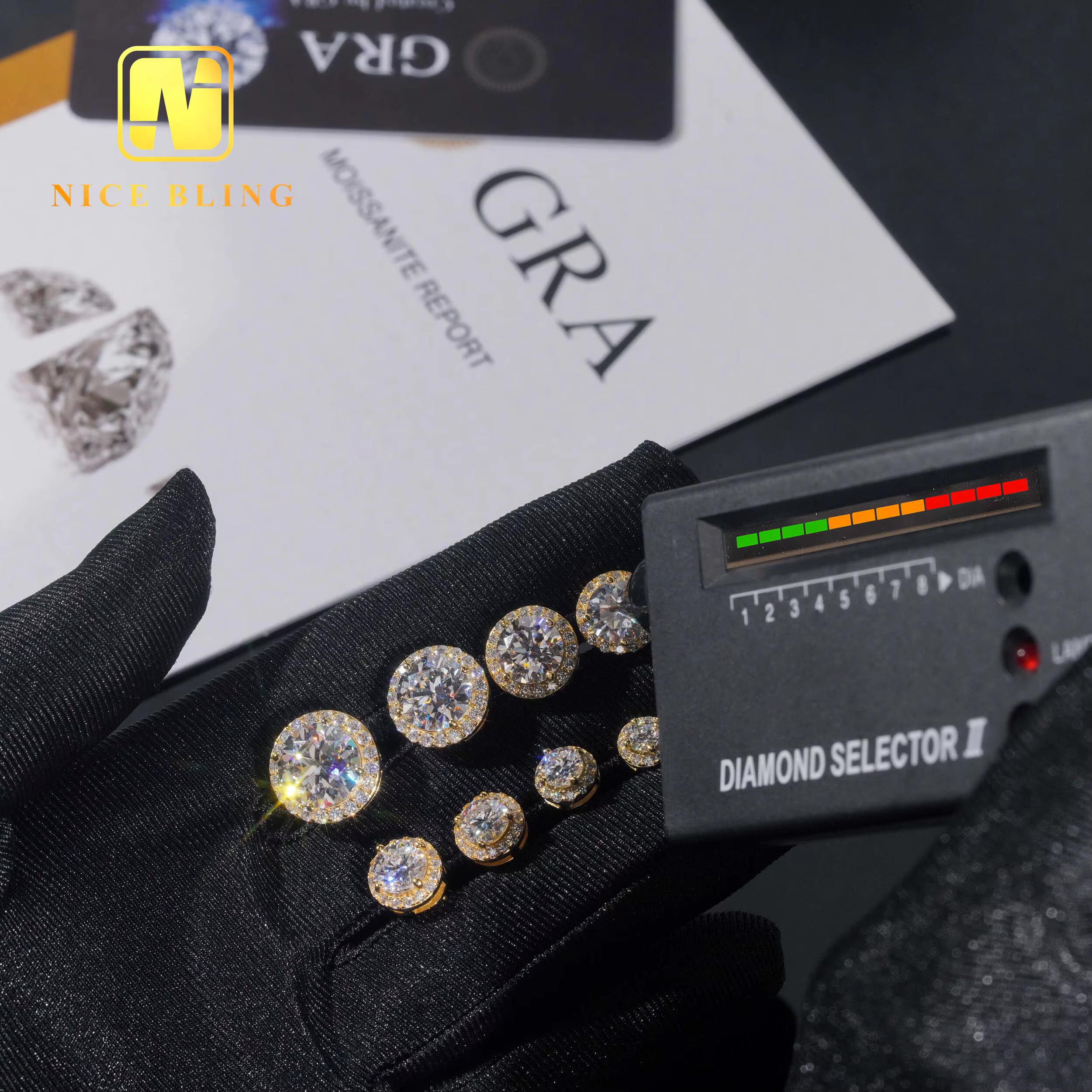 Full Range Of Size Trendy Hip Hop Jewelry Bezel Setting Ear Studs Sterg Sier VVS Moissanite Stud Earrings For Women