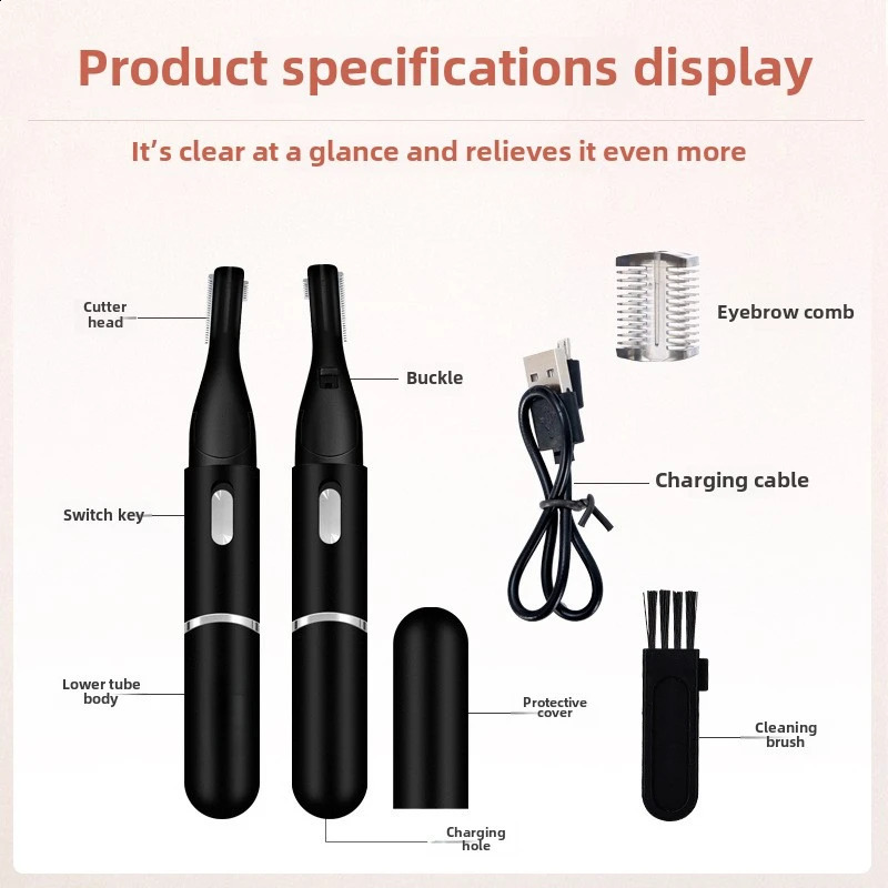 Electric Eyebrow Trimmer USB Charging Electric Face Eyebrow Hair Trimmer Mini Portable Women Body Shaver Remover care Portable 250121