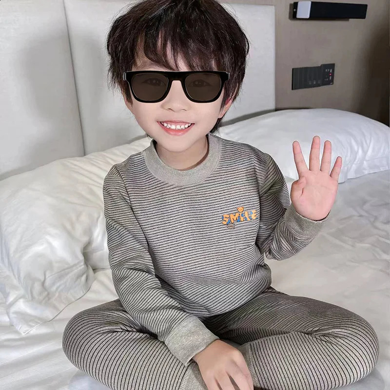 2025 Autumn Kids Baby Boys 2PCS Sleepwears Set Cotton Striped Letter Tops Stretch Skinny Pants Suit Toddler Boys Pajamas 250121