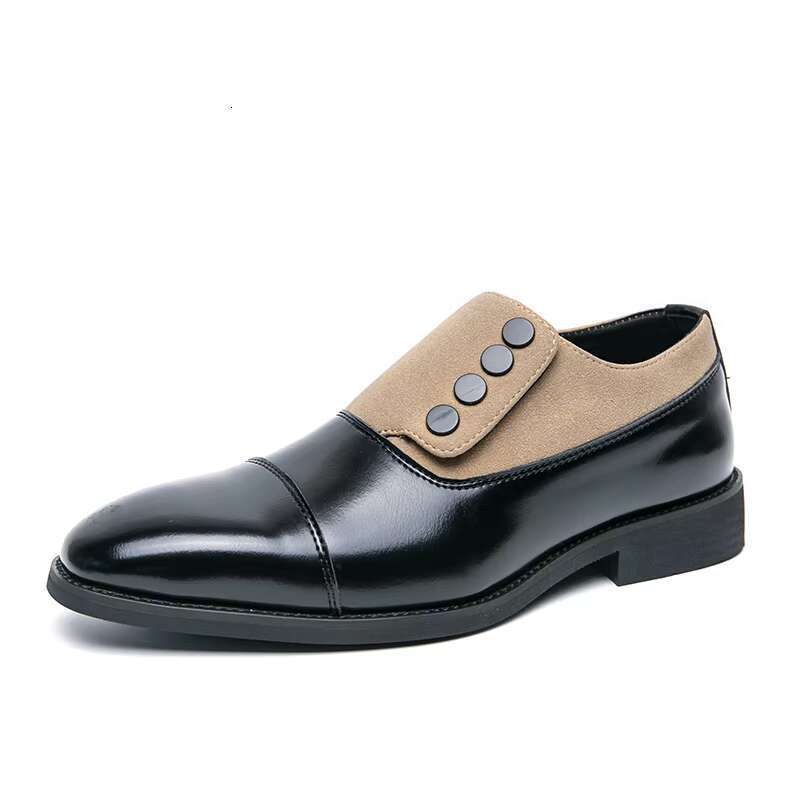 High End Brand Leather Casual Office Men's Business urious Banquet Pointed Toe Shoes for Wedding Brown