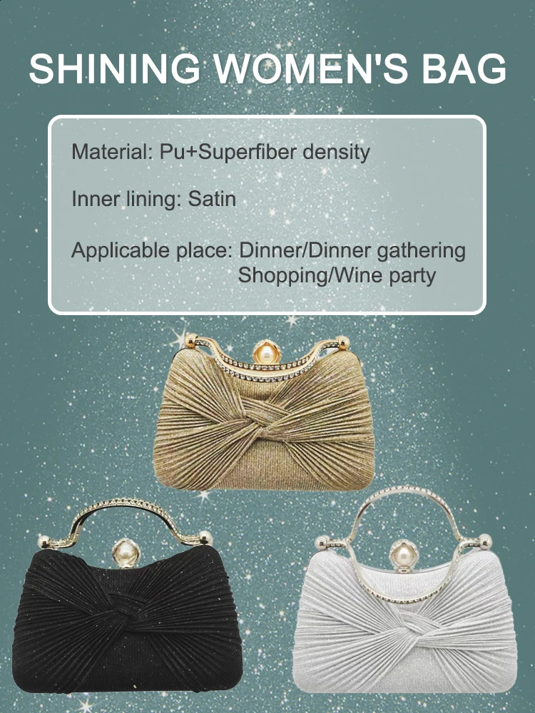 Fashion Elegant Women Beaded Pearl Evening Clutch Bags Sparkling Strass Party Handbag Dinner Wedding Purses 250122