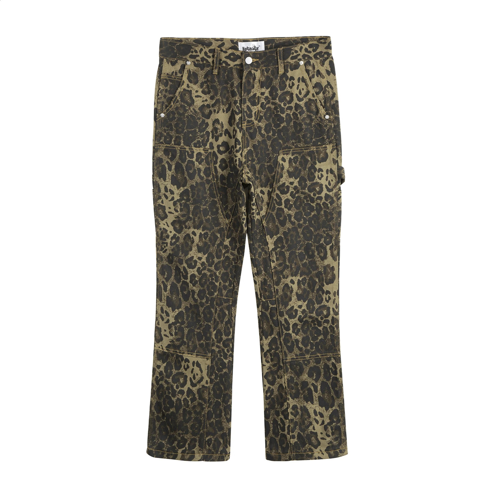 Full Leopard Pocket Vintage Jeans for Men and Women Straight High Street Baggy Casual Denim Trousers Oversize Pantalones Hombre 250120