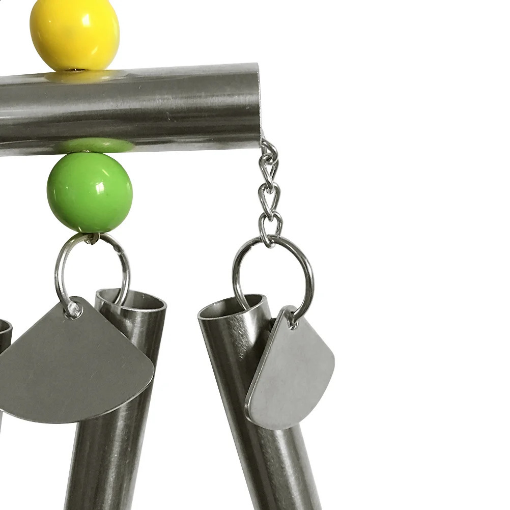 Stainless Steel Bell Bird Toy for Medium and Large Sized Parrot and Squirrel Random Beads Color 250121