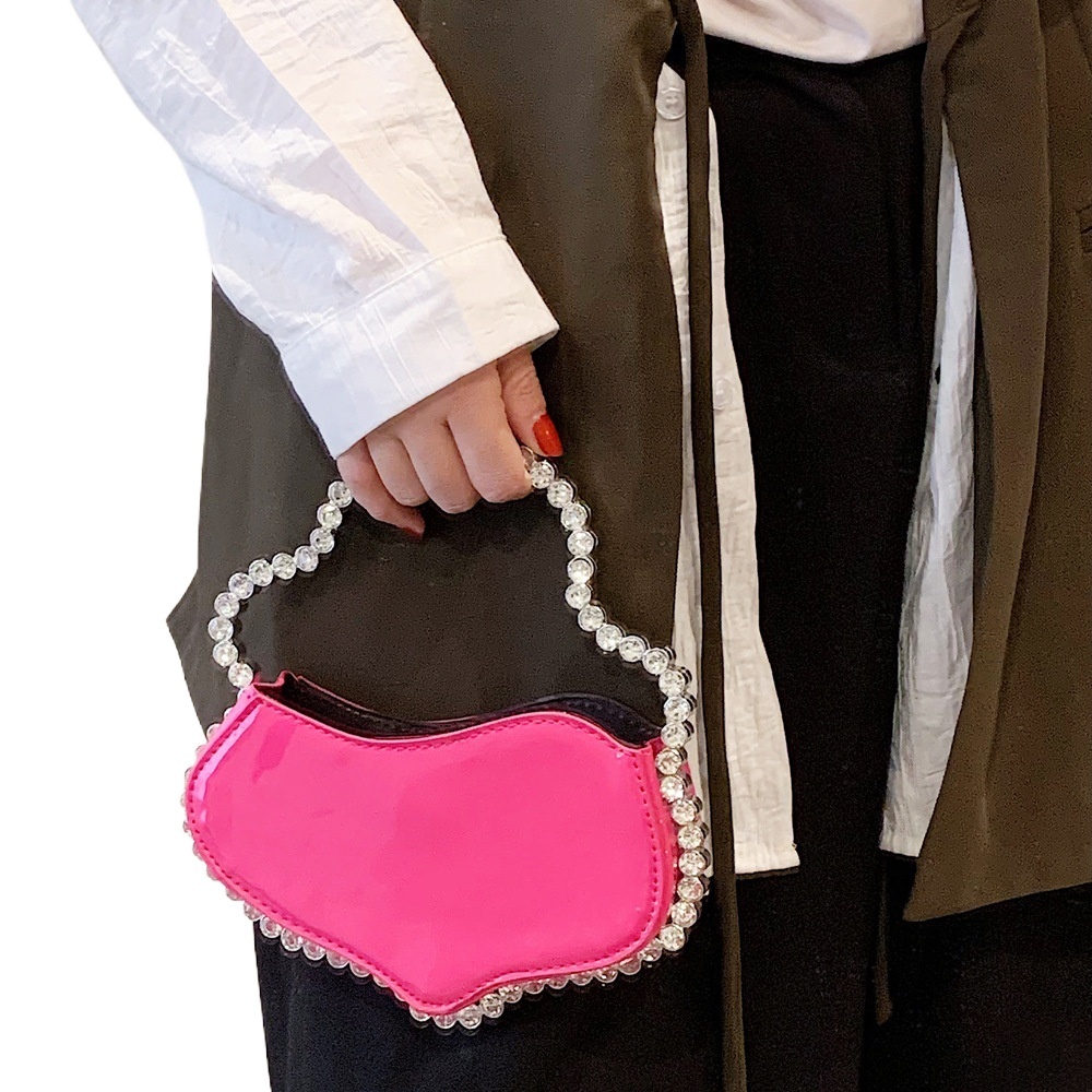 2023 New Water Irregular Women's Banquet Bag, Set Sparkling Diamond French Mobile Phone Handheld Bag