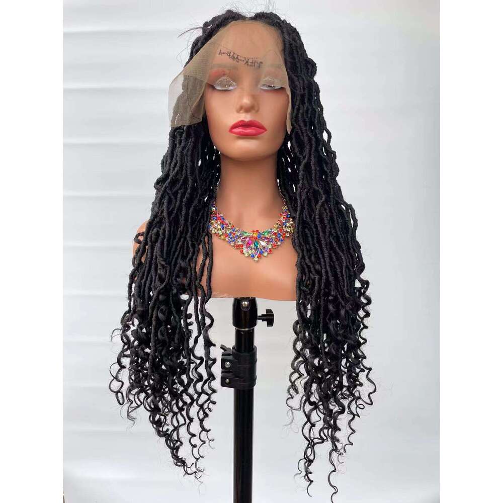 Lace Front Wig Cover T Shape Fashion Full Lace Hair Cover Long Headband Loose Tail Dirty Braid Synthetic Fiber High Temperature Silk Wig