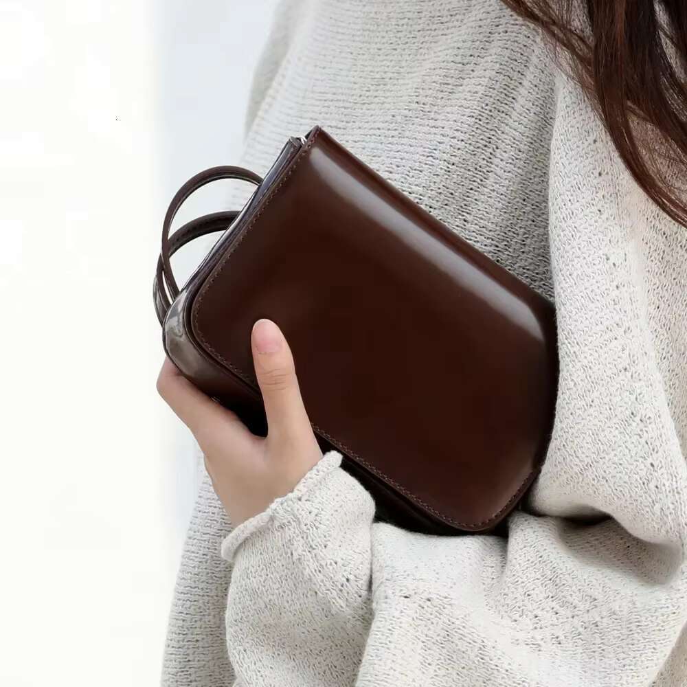 Genuine Leather Women Small Square Bag Versatile Handbags High Quality Ladies Solid Color Shoulder Messenger Bags Coffee 2024