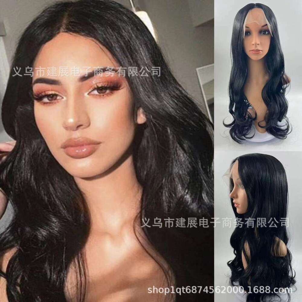 Lace Front Wig Cover T Shape New Lace Wig For Women Mid Length Hair With Large Waves And Curly Hair Synthetic Headband