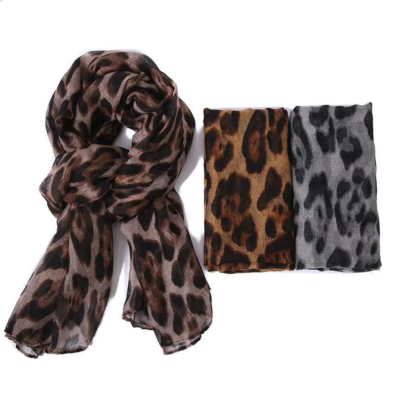 90x180CM Big Size Classic Leopard Print Headscarf Muslim Women Trendy Voile Soft Hijab Shawls Style Long Scarf Bandanas 250121