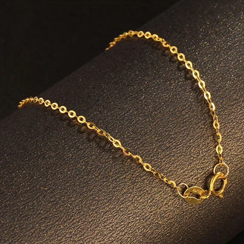 LABB Real 18K Gold Bracelet Pure Au750 Flash O Plain Chain DIY Simple Small Fresh Bracelet Womens Boutique Jewelry Gift B0056 250121