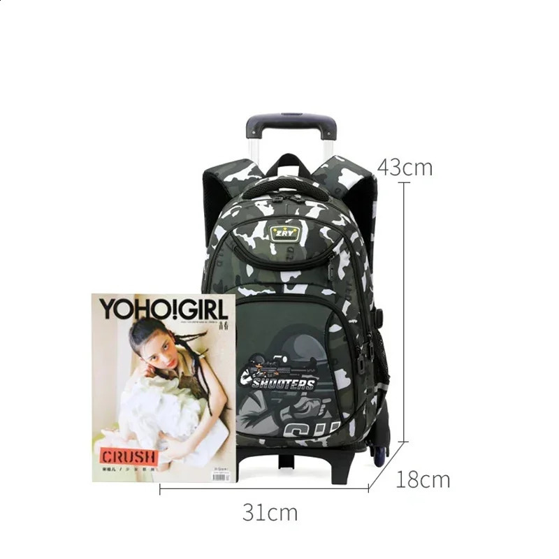 Children School Backpack for Kids Boys Wheeled Bag Student Backpack Trolley School Bag with Wheels Rolling Luggage Book Bag 250109