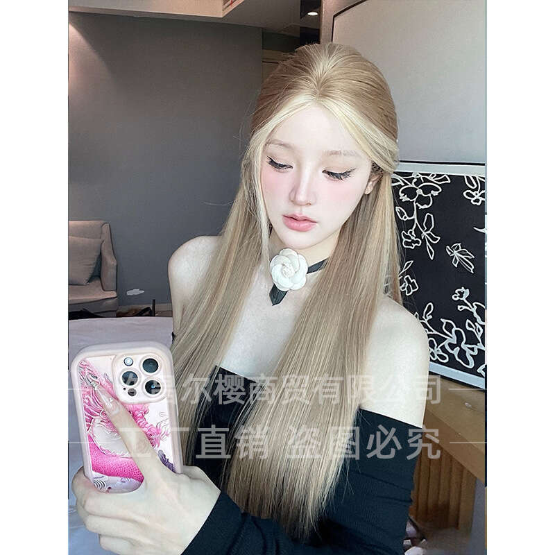 Lace Front Wig Cover T Shape Erying Split Women S Hair Forehead Lace Full Head Cover Wig Long Straight Hair