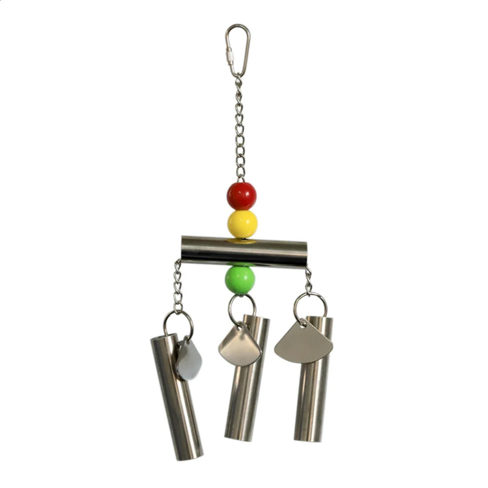 Stainless Steel Bell Bird Toy for Medium and Large Sized Parrot and Squirrel Random Beads Color 250121