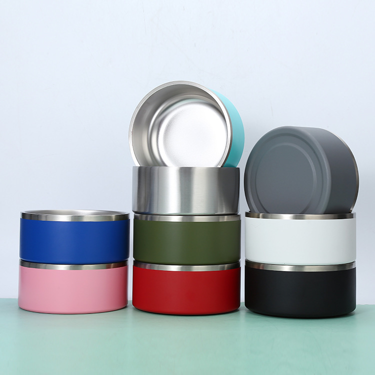 64oz Stainless Steel Round Dogl Cat Bowl Double Vacuum Feeding Pet Bowl Large Capacity Dog Food Water Bowl Dog Accessories Puppy