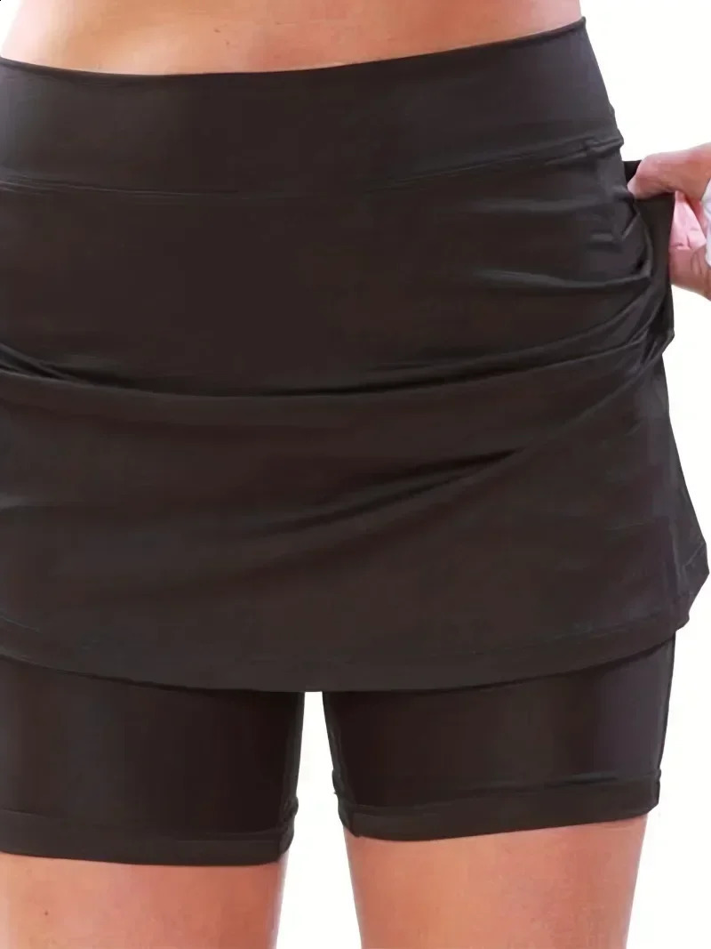 Women Fashion Plus Size 1XL5XL Skirts Shorts Solid Color Medium Stretch Sports Golf Skorts with Pockets 250121