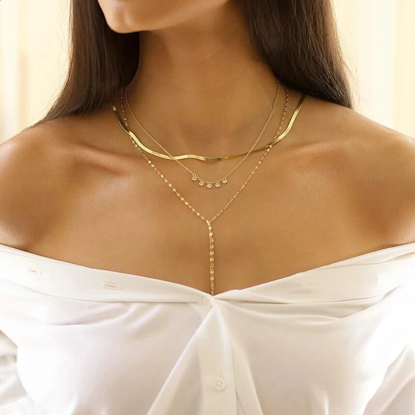 100% 925 Sterling Silver m Width Snake Bone Chain Necklace For Women Girl Delicate Gold Color Flat Choker Stacking Jewelry 250120