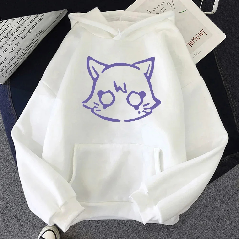 Women Hoodies Korea Cute Cartoon Blue Cat Graphic Pullovers Unisex Autumn Winter Casual Simple Versatile Sweatshirts 250121