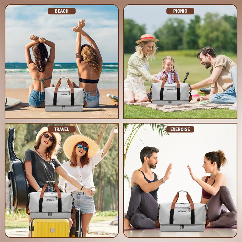Fashion Travel Bags For Women Large Capacity Mens Sports bag Waterproof Weekend Bag Female Messenger Dry And Wet 250122