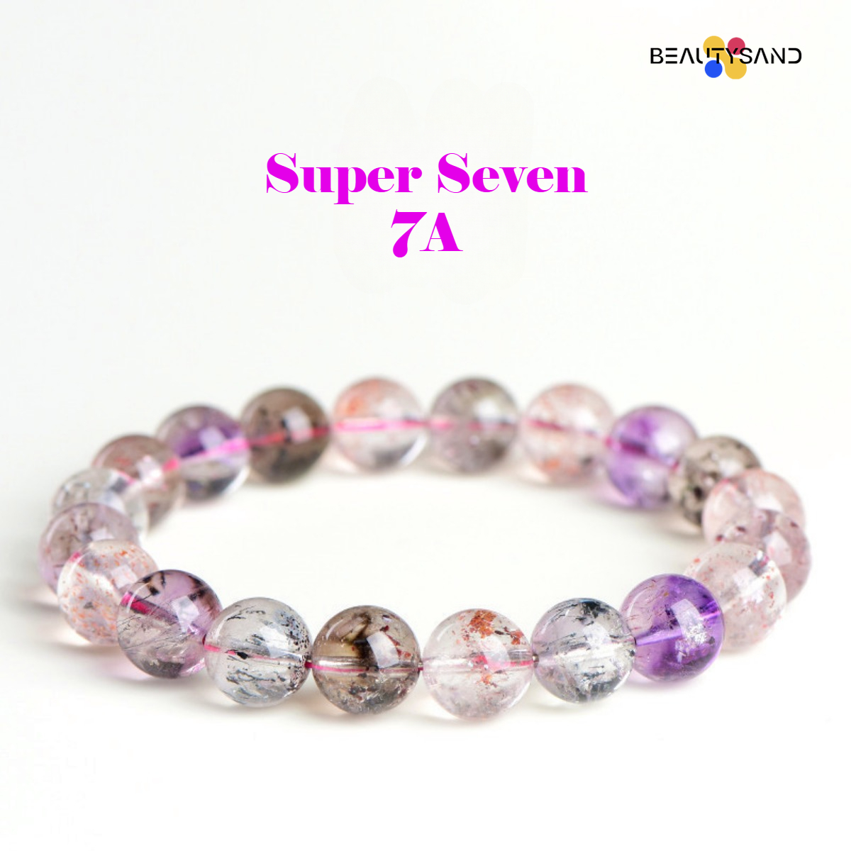 Feng Shui Crystal Pendulum 7A Natural Ice Quartz Super Seven Round Beads Bracelet Purple Titanium Crystal Amethyst Aura Cleansing Bracelet Factory Dir