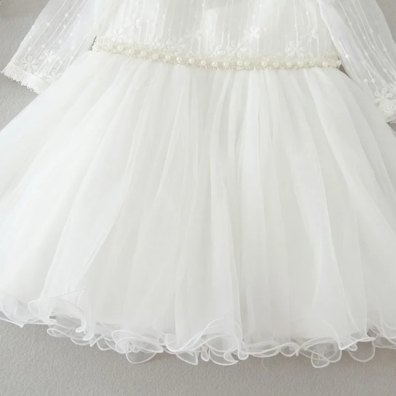 Baby Girls Dress 0-2 Years Old Birthday Wedding Gauze Skirt White Color Baby Baptismal Dress White Princess Dresses Christening 250115
