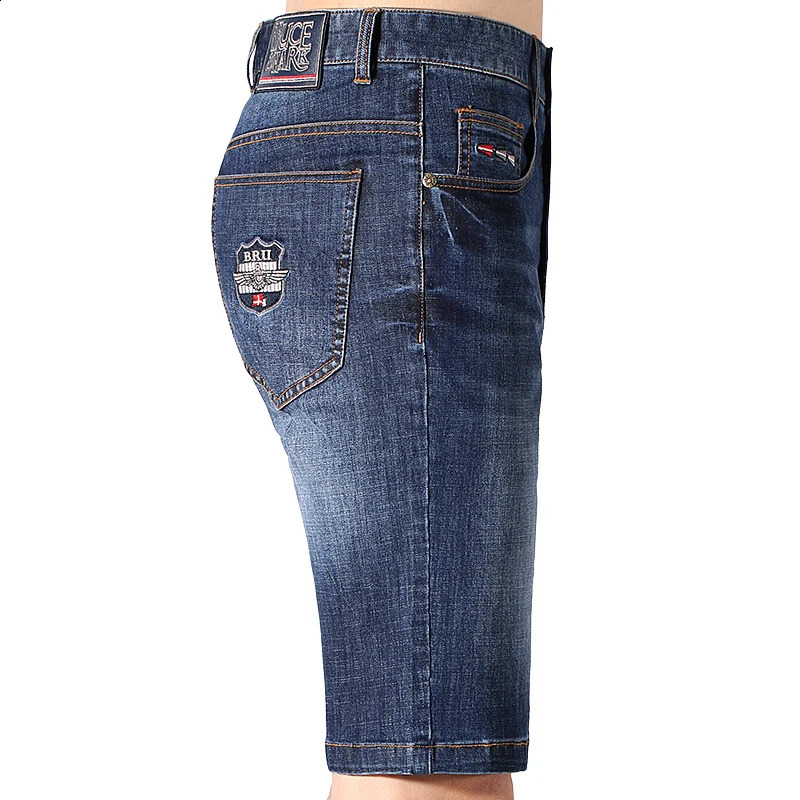 2025 Summer Mid Waist Jeans Shorts For Men Fashion Knee Lenght Denim Short Stretch Straight Cotton Mens Big Size 40 250120