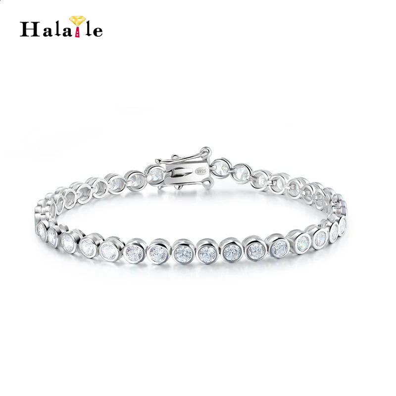 Halaile D Color Full S925 Sterling Silver Sparkling Bubble Tennis Bracelet with GRA Fine Jewelry Womens Trendy Gift 250121