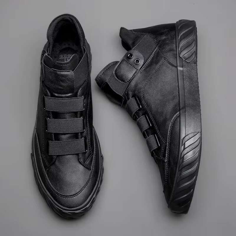 Men's Leather Korean Trend Comfortable Loafer Shoes British Fashion High Top Sneakers New Moccasins Men