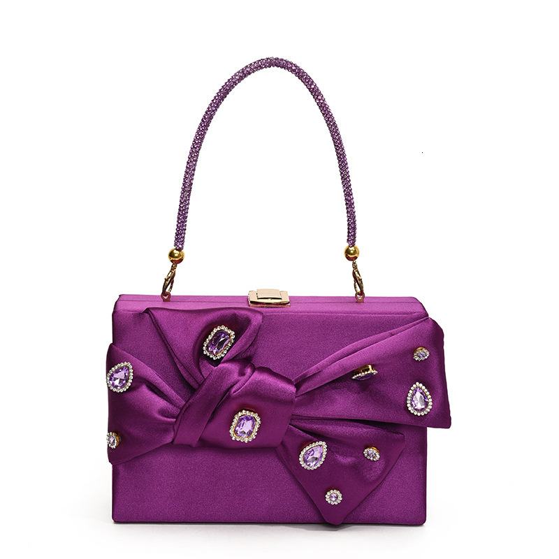 new style New Fashionable Bow Western Style Shoulder Women's Water Diamond Versatile Chain Banquet Bag Trendy