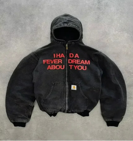 Y2K retro hip-hop simple wash letter printing zipper hoodie womens casual personality outdoor windproof loose couple jacket 250110