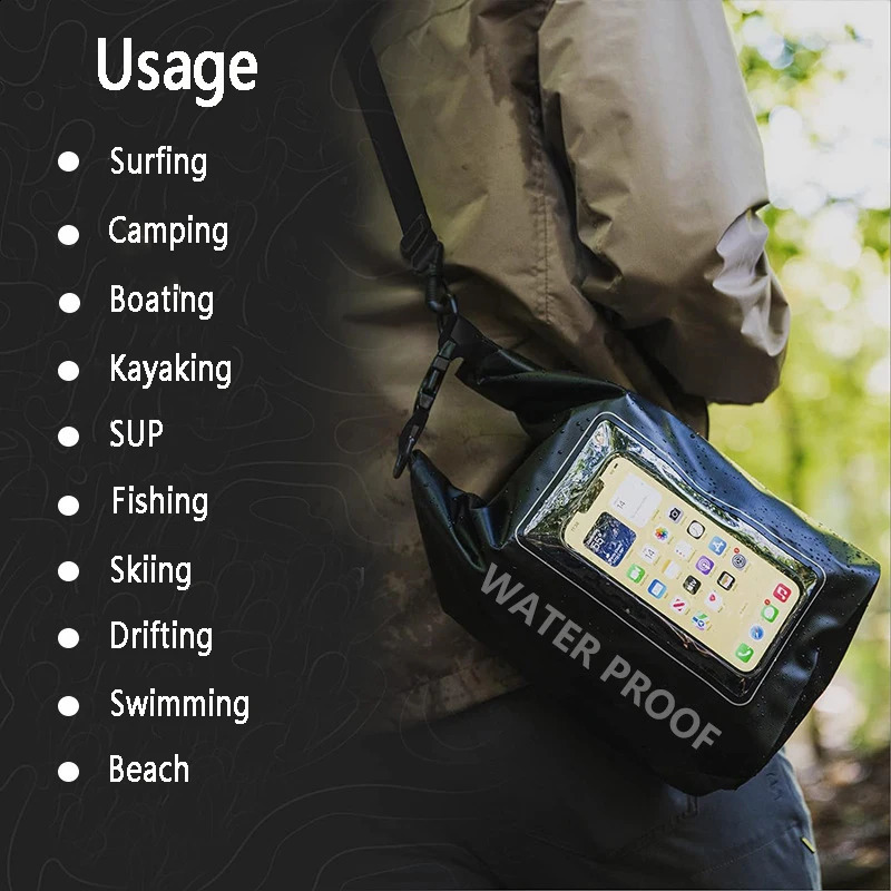 2L 5L Dry Bag Touch Screen Waterproof Bags Beach Phone Pouch For Trekking Drifting Rafting Surfing Kayaking Outdoor Sports 250121